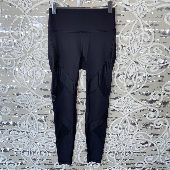 💜SOLD💜LULULEMON Black Mesh Full Length Tights 4 - Picture 2 of 8